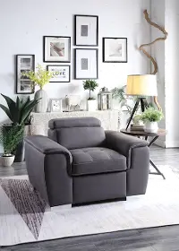 Ferriday Gray Chair with Pullout Ottoman