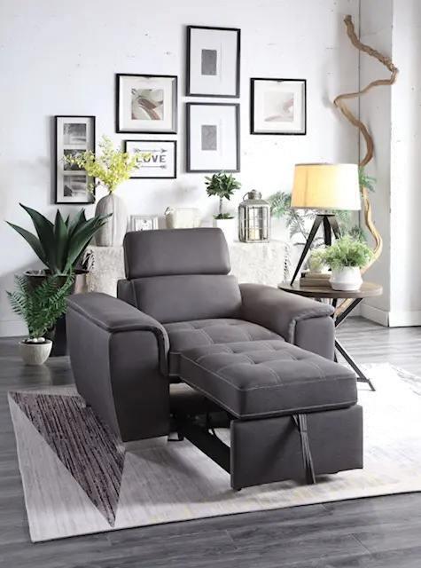 Ferriday Gray Chair with Pullout Ottoman-2