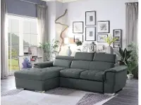 Ferriday Gray Sectional Sofa with Pullout Sofa Bed and Left-Side Storage Chaise