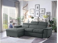 Gray Sectional Sofa with Pullout Sofa Bed and Left-Side Storage Chaise - Ferriday
