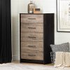 Modern Weathered Oak and Brown 5 Drawer Chest - Londen