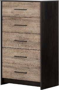 Modern Weathered Oak and Brown 5 Drawer Chest - Londen-4