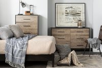Modern Weathered Oak and Brown 5 Drawer Chest - Londen-5