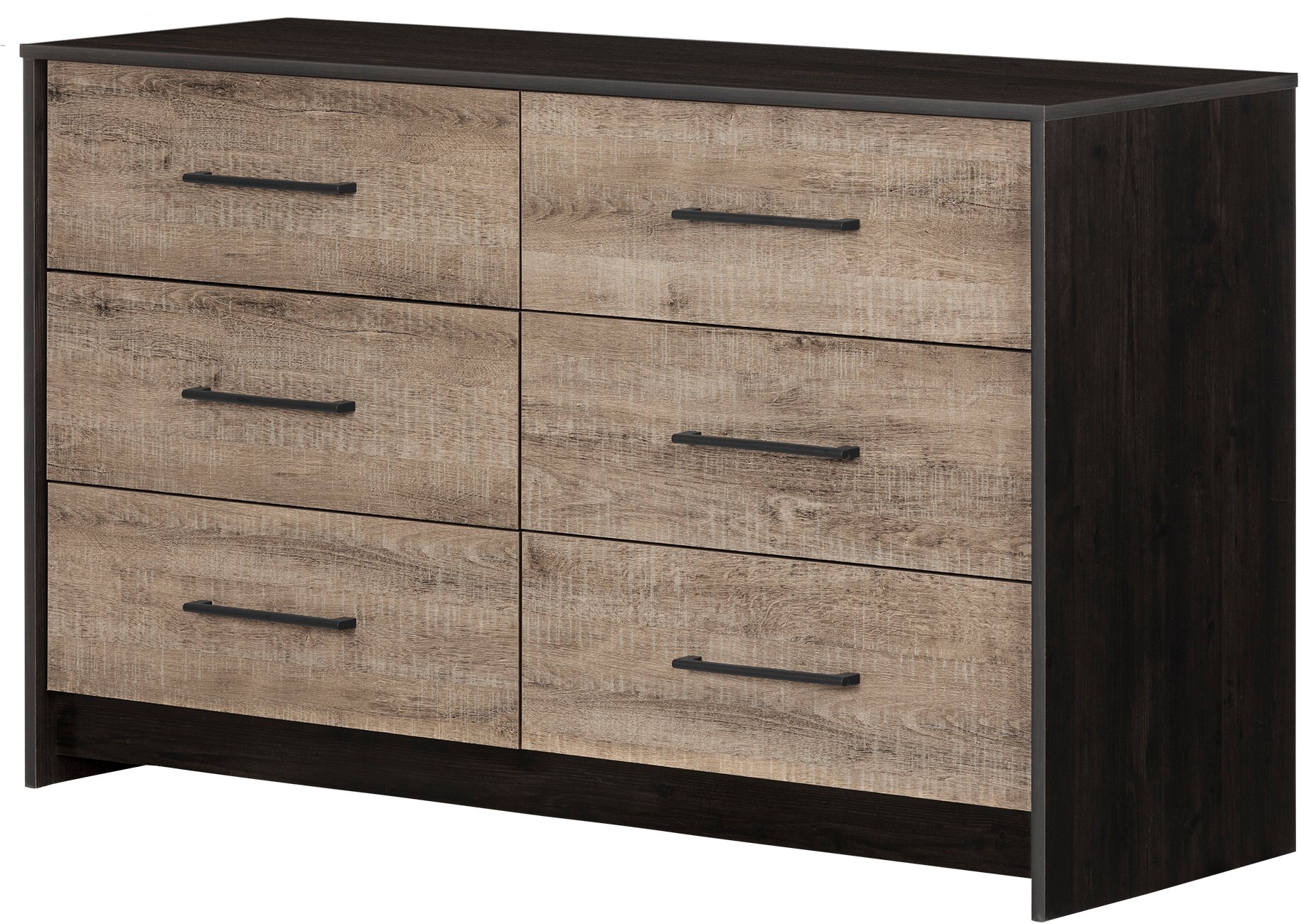 12229 Contemporary Weathered Oak and Brown 6 Drawer Dresser - Londen-5