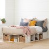 11833 Oak White Full Storage Platform Bed with 2 Baskets - Avilla