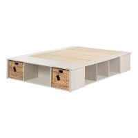 11833 Oak White Full Storage Platform Bed with 2 Baskets - Avilla-2