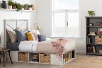 11833 Oak White Full Storage Platform Bed with 2 Baskets - Avilla-3