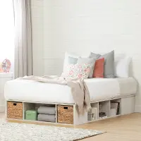 11836 Oak White Queen Storage Platform Bed with 2 Baskets - Avilla