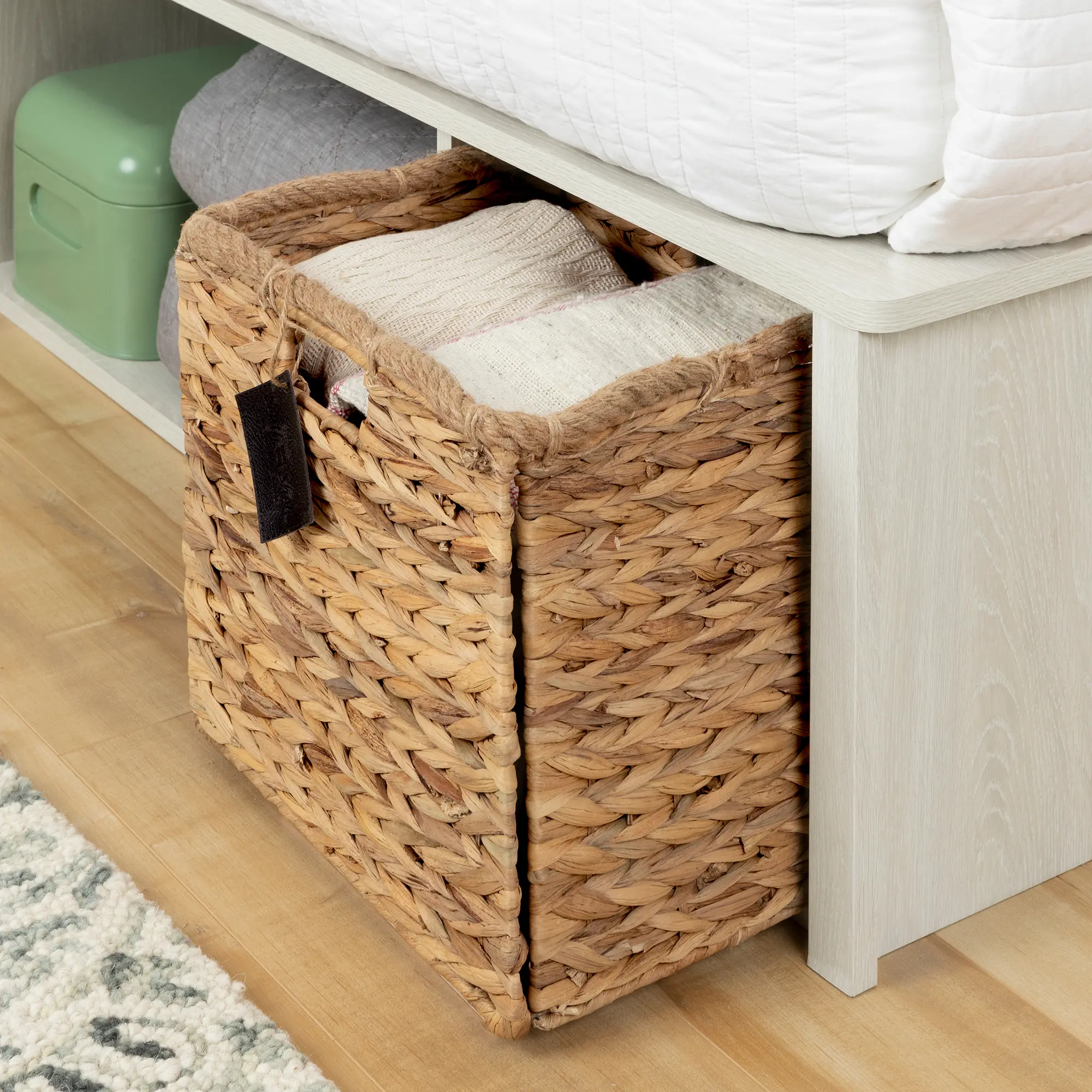 11836 Oak White Queen Storage Platform Bed with 2 Baskets - Avilla-5