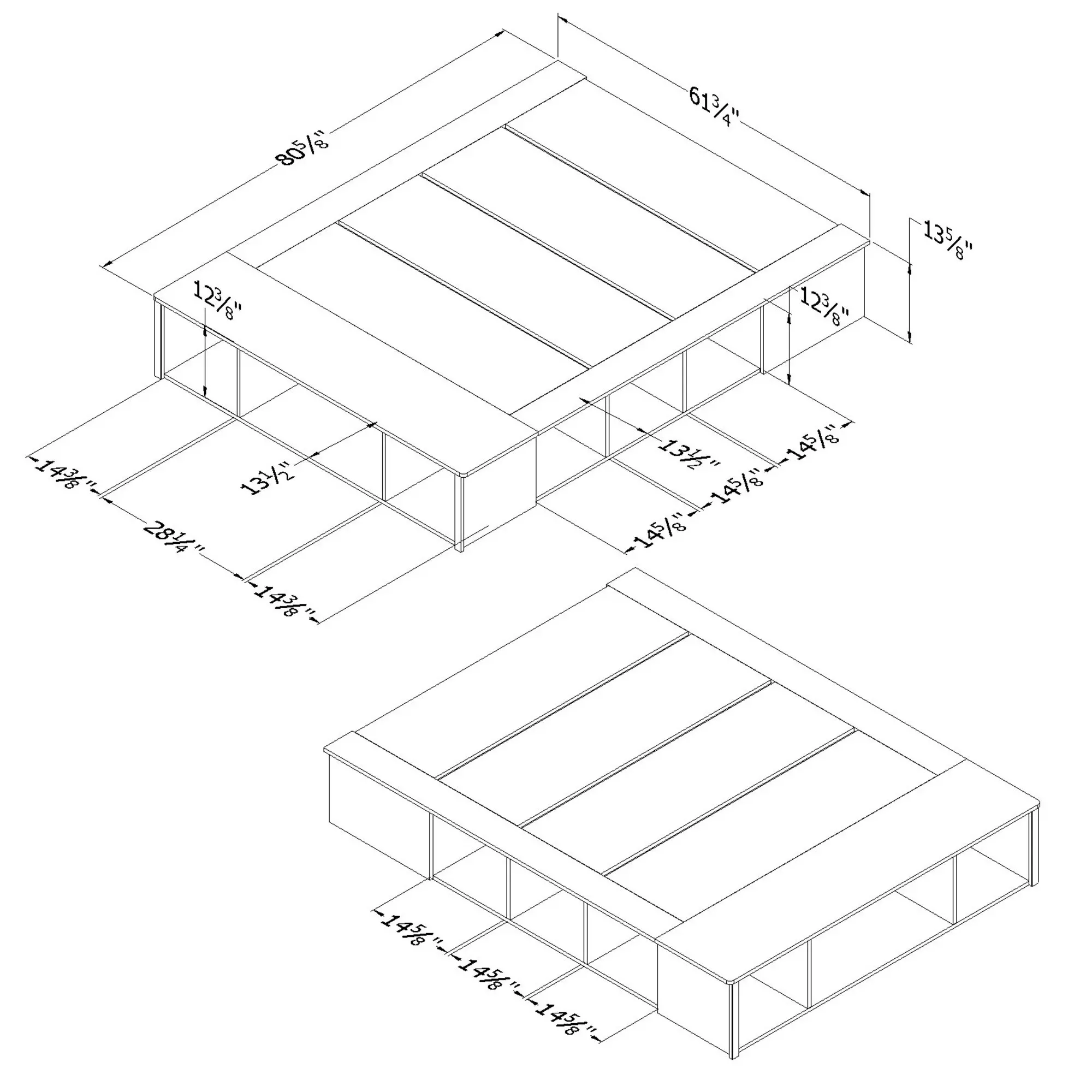 11836 Oak White Queen Storage Platform Bed with 2 Baskets - Avilla-6