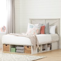 12278 Pale Gray Queen Platform Storage Bed with Baskets - Avilla