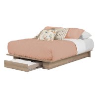 11879 Rustic Oak Queen Platform Bed with Drawer - Step One