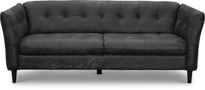 CB09DC Contemporary Black Leather Sofa - Ivan