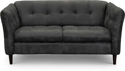 CB09DA Contemporary Black Leather Loveseat - Ivan