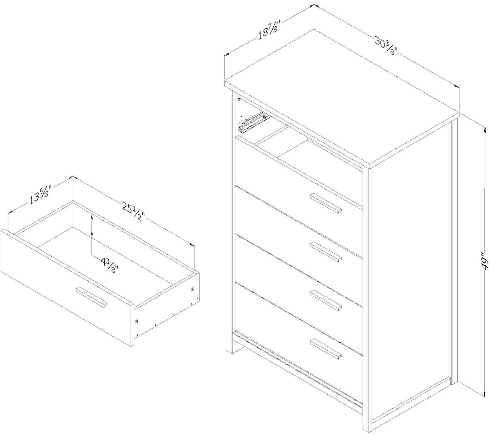 11937 Modern Walnut 5 Drawer Chest - Tao-5