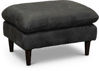 CB09G9 Contemporary Black Leather Ottoman - Ivan