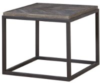 Driftwood Gray End Table with Herringbone Top - Aspen Court