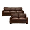 Contemporary Brown Leather 2 Piece Living Room Set - Native