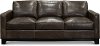 Contemporary Gray Brown Leather Sofa - Maui