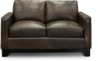 Contemporary Gray Brown Leather Loveseat - Maui