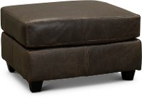 Contemporary Gray Brown Leather Ottoman - Maui
