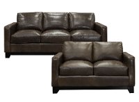 Gray Brown Leather 2 Piece Living Room Set - Maui