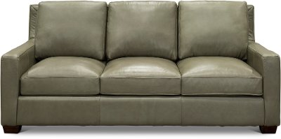 Contemporary Sage Green Leather Sofa - Logan
