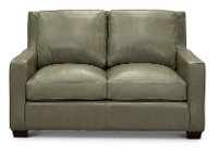 Contemporary Sage Green Leather Loveseat - Logan