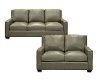 Sage Green Leather 2 Piece Living Room Set - Logan