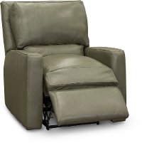 Contemporary Sage Green Leather Power Recliner - Logan