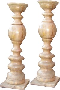 24 Inch Natural Mango Wood Candle Holder - Nideen