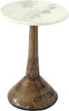 White Marble and Antique Brown Side Table - Bolero