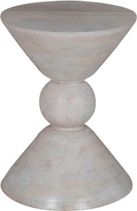 White Wash Modern Mango Wood Side Table - Center Point
