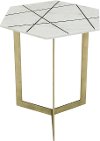 Antique Brass Modern Accent Table with White Marble Top