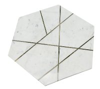 Antique Brass Modern Accent Table with White Marble Top-2