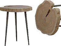 Natural Log Top Accent Table with Iron Base - Vincent