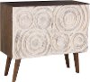 Cream and Mango Wood Mid Century Wine Cabinet
