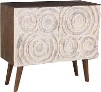 Cream and Mango Wood Mid Century Wine Cabinet