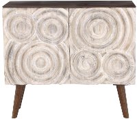 Cream and Mango Wood Mid Century Wine Cabinet-2