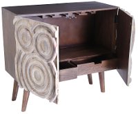 Cream and Mango Wood Mid Century Wine Cabinet-3