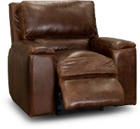 Contemporary Brown Leather Power Recliner - Rhodes