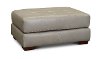 Contemporary Pebble Gray Leather Ottoman - Rhodes