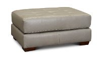 Contemporary Pebble Gray Leather Ottoman - Rhodes