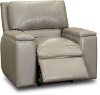 Contemporary Gray Leather Power Recliner - Rhodes