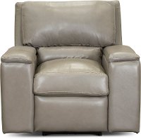Contemporary Gray Leather Power Recliner - Rhodes-3