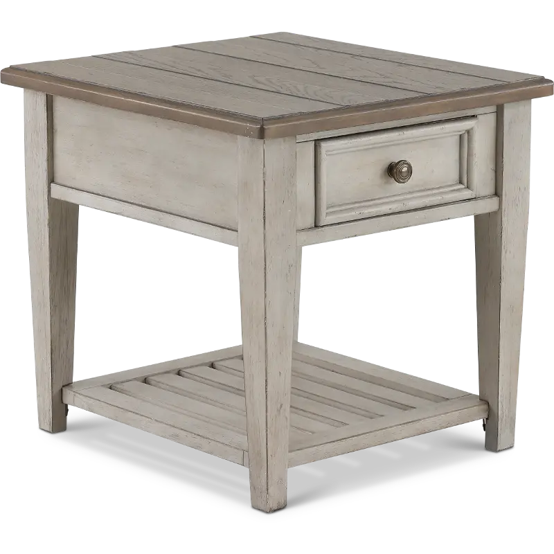 Heartland Weathered White Oak End Table with Drawer