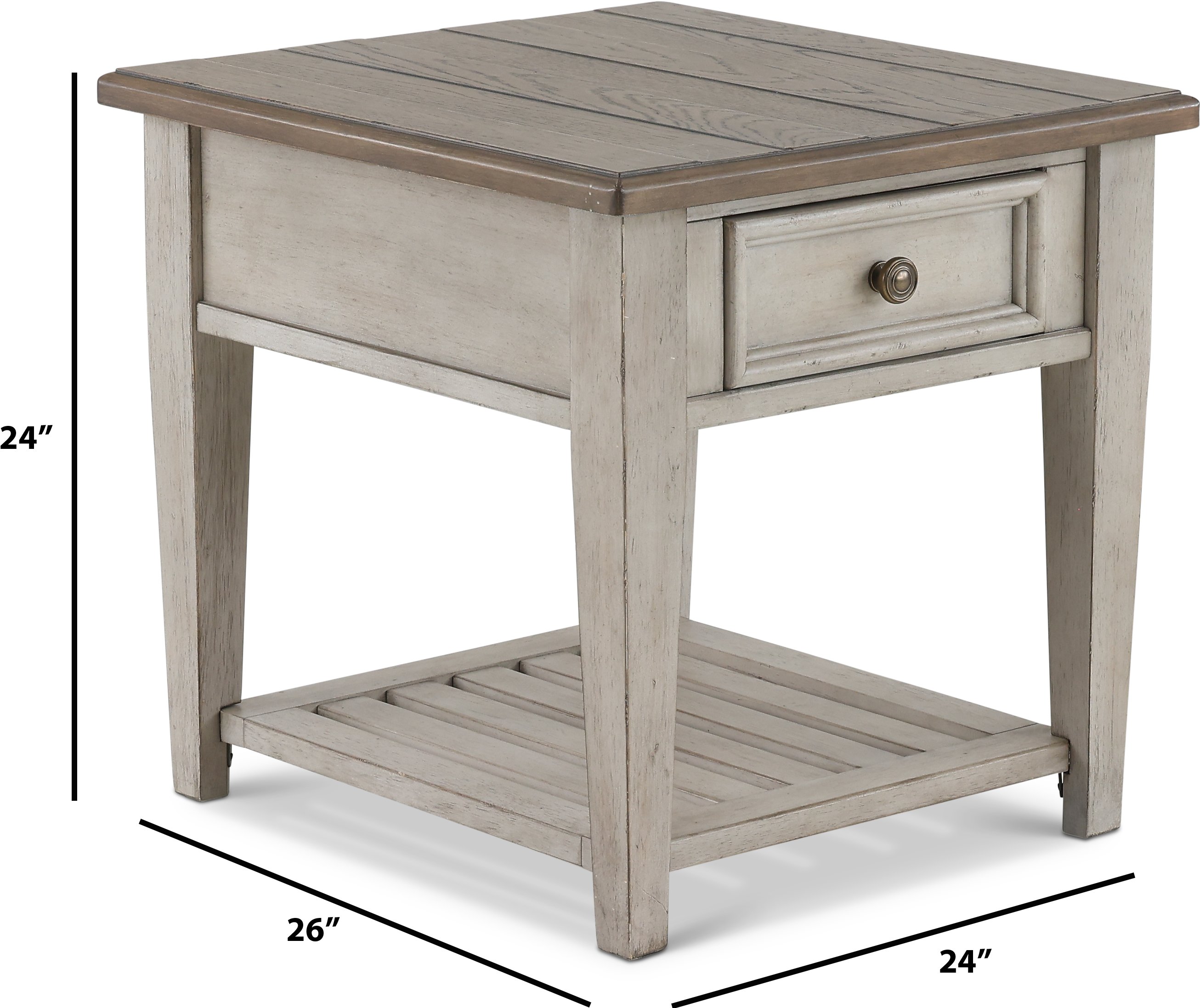 Heartland Weathered White Oak End Table with Drawer-2