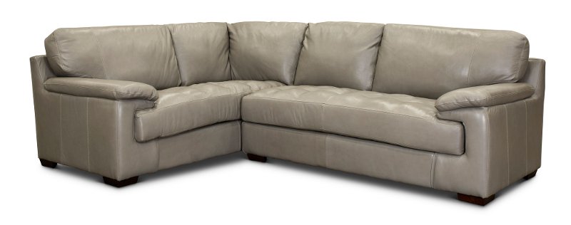Gray Leather 2 Piece Sectional Sofa With Raf Rhodes