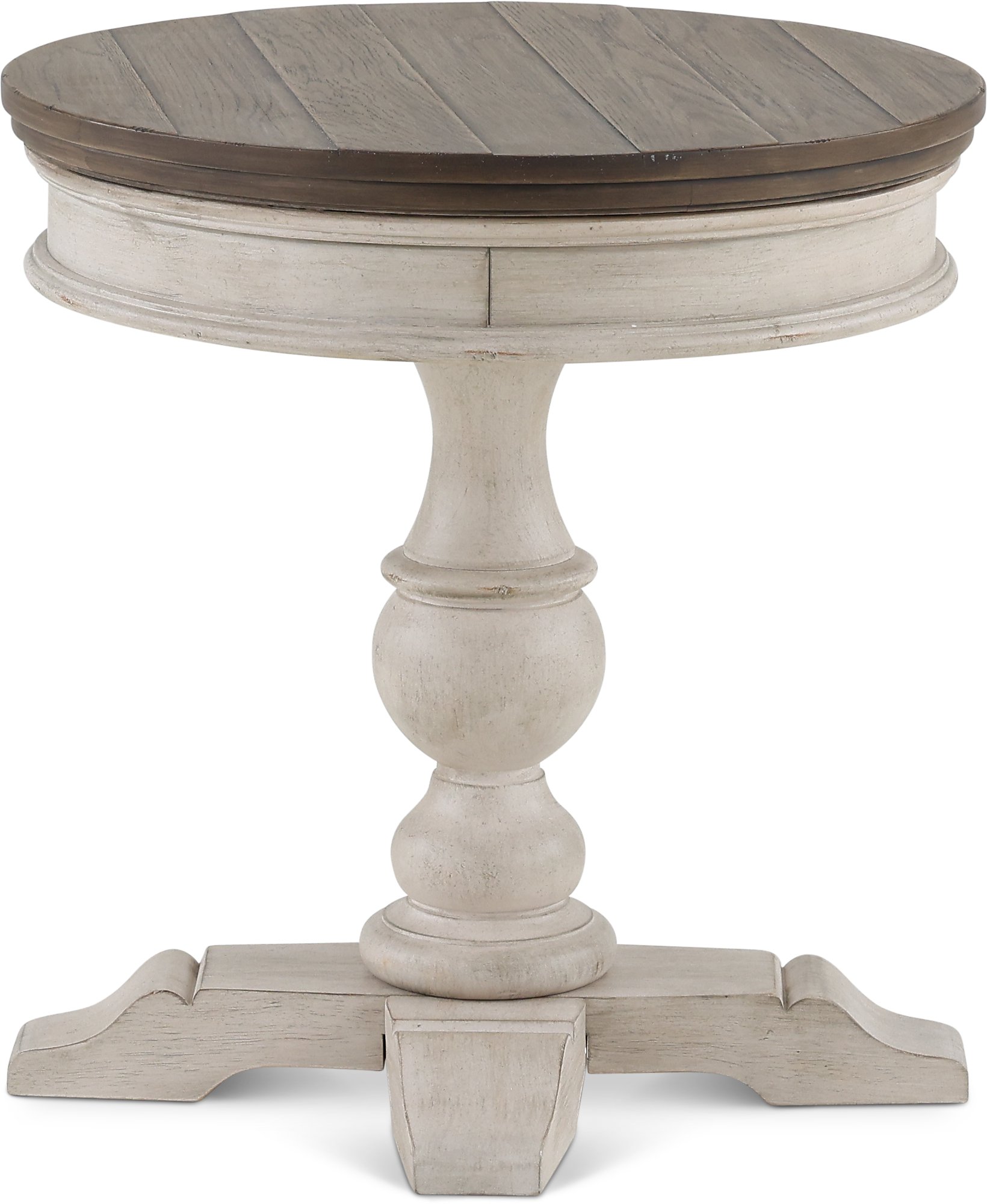 Heartland Weathered White Oak and Tobacco Round Chairside Table-1