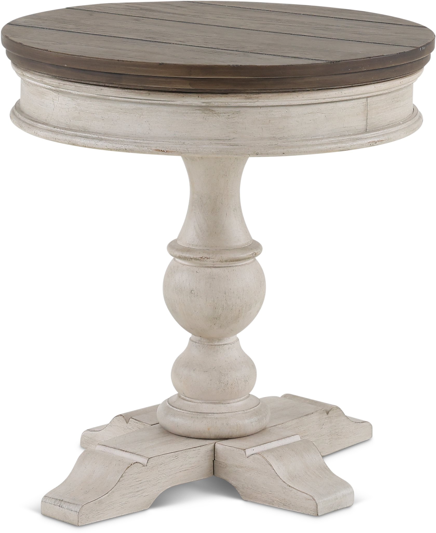 Heartland Weathered White Oak and Tobacco Round Chairside Table-3